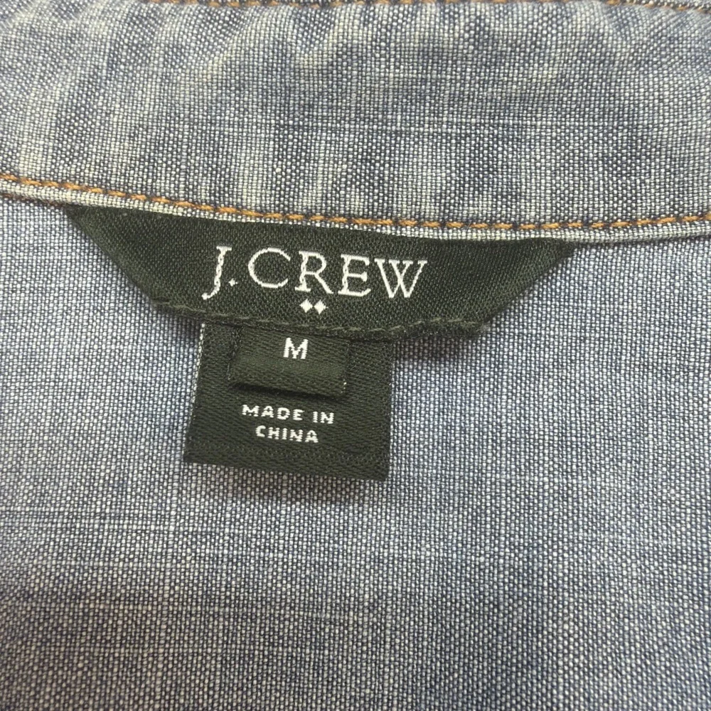 J Crew Chambray Shirt Dress Women's‎ Medium Blue Long Sleeve Utility Casual - Picture 3 of 8